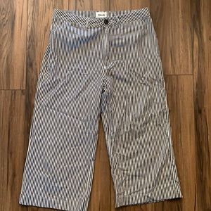 Rollas stripe navy white wide leg crop pants